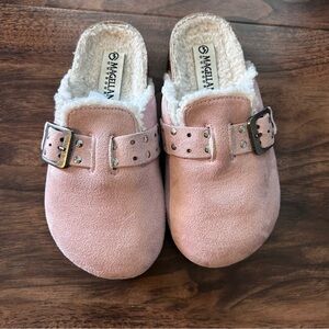 Magellan Outdoors Kids Pink Suede Fleece-Lined Clog Mules